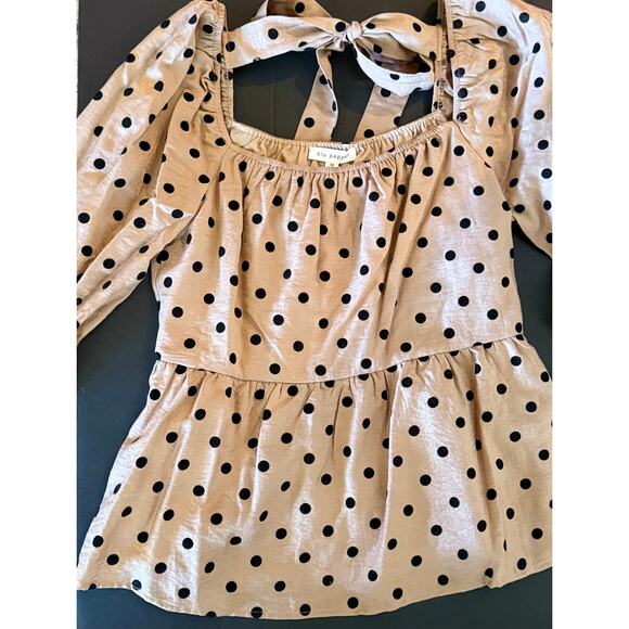 Polka Dot Peplum Top - Picture 1 of 5